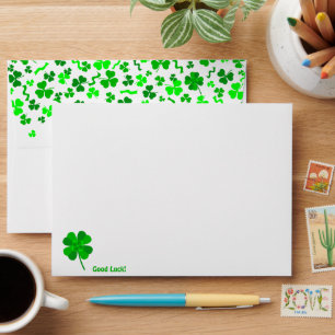 Good Luck Shamrocks Clover Personalised Envelope