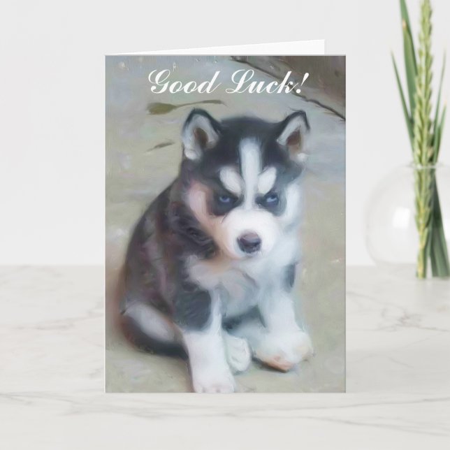 Good Luck Siberian Husky Puppy card (Front)