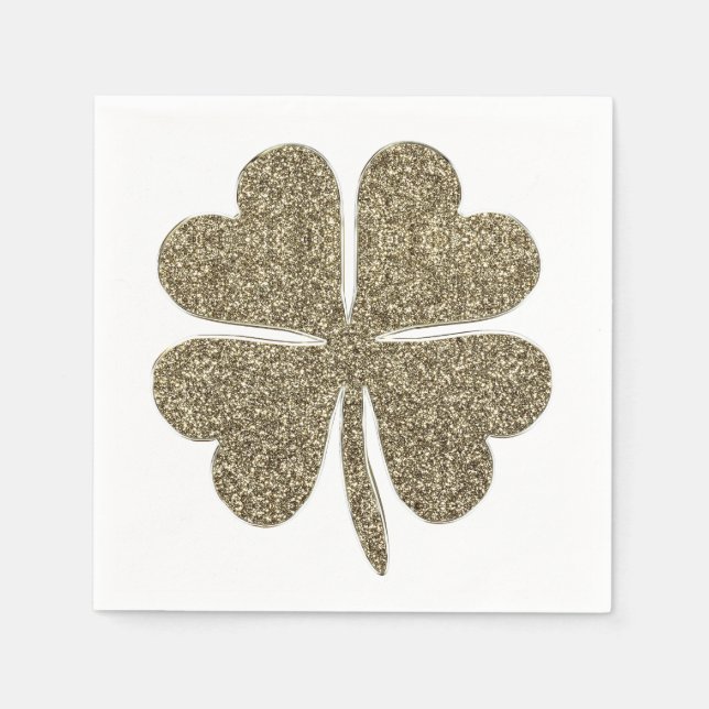 Good Luck Symbol Golden Gold Look Elegant Clover Napkin (Front)