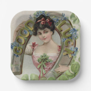 Good Luck - Vintage Saint Patrick's Day Card Paper Plate