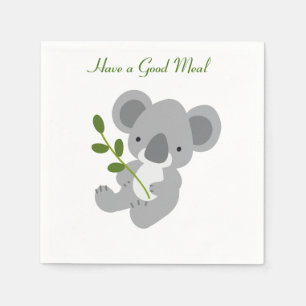 Good Meal, Cute Koala Bear Personalised Napkin