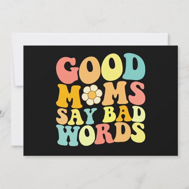Good Moms Say Bad Words Groovy Mother's Day Invitation (Front)