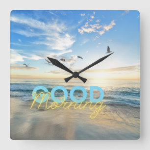 Good Morning Blue Sky Square Wall Clock