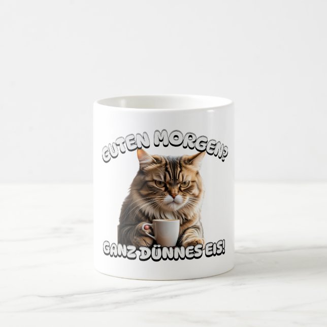 Good morning cat in a bad mood coffee mug (Center)