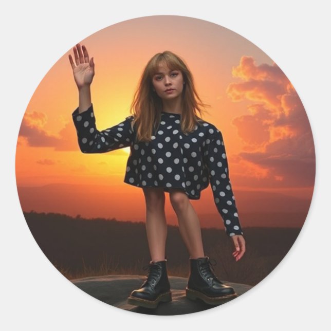 good morning classic round sticker (Front)