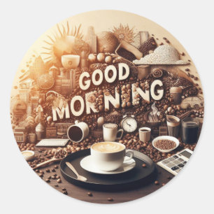 Good Morning Coffee Classic Round Sticker