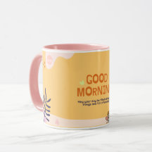 GOOD MORNING COFFEE MUG IN CUTE BABY PINK &ORANGE