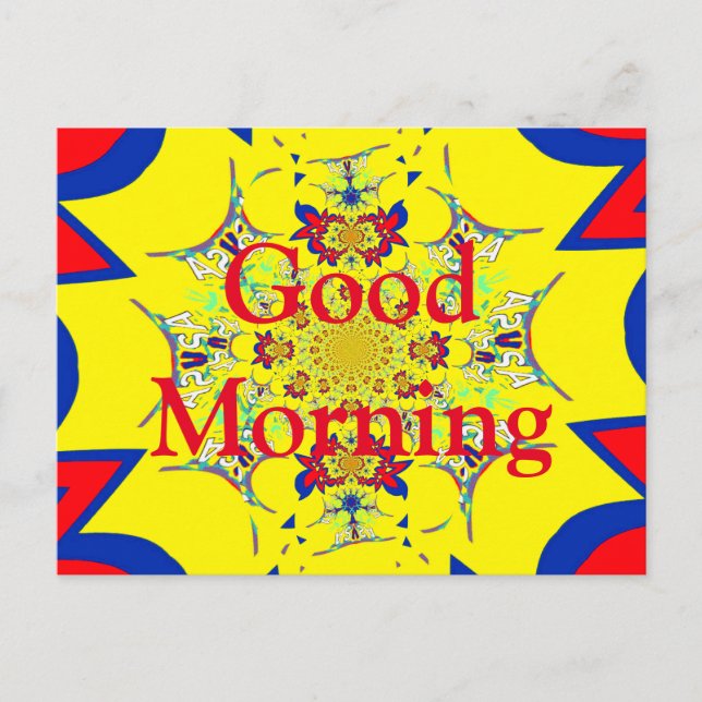 Good Morning Colourful Bright floral damask Postcard (Front)