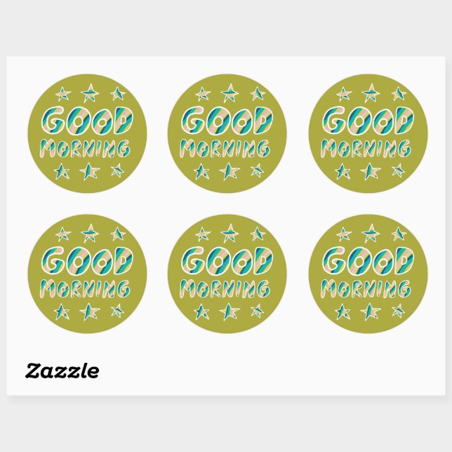 GOOD MORNING Cool Colourful Fun Avocado Set of Classic Round Sticker (Sheet)