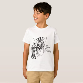 "Good Morning" Cute Zebra Black/White Stripes T-Shirt