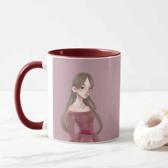 Good Morning Doll Two-Tone Coffee Mug (With Donut)