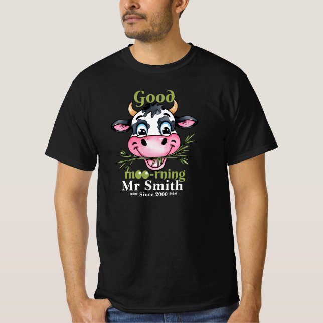 Good Morning Funny Cow T-Shirt (Front)