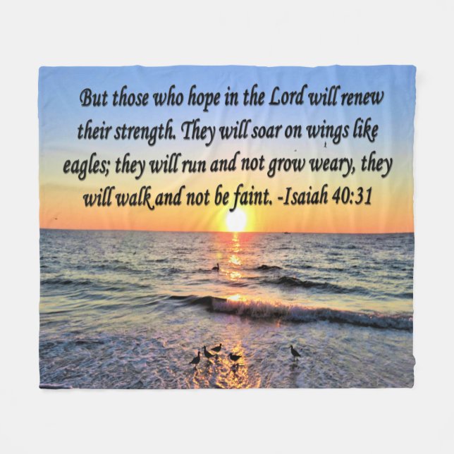 GOOD MORNING GOD ISAIAH 40:10 SUNRISE FLEECE BLANKET (Front (Horizontal))