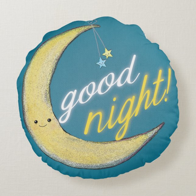 Good Morning Good Night Reversible Round Pillow (Back)