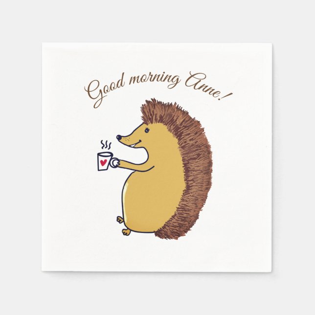 Good morning ,Hedgehog  Paper Napkins (Front)