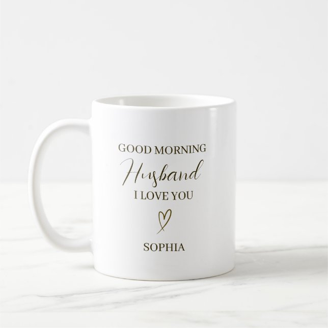 Good Morning Husband Personalised Romantic Gift Coffee Mug (Left)