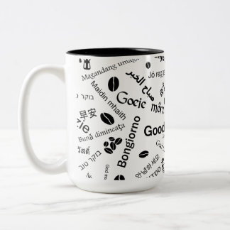 Good Morning in all languages of the Word Two-Tone Coffee Mug