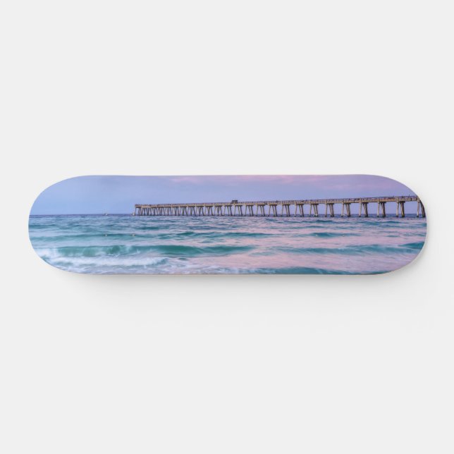Good Morning Navarre Beach Pier Skateboard (Horz)