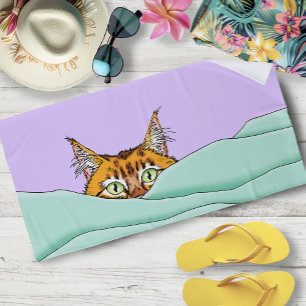 Good Morning Orange Cat Funny Beach Towel