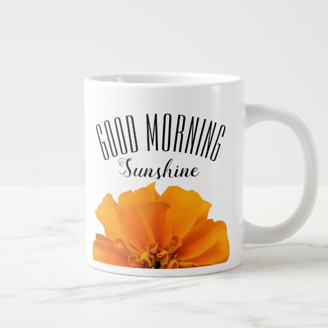 Good Morning Orange Marigold Large Coffee Mug (Right)