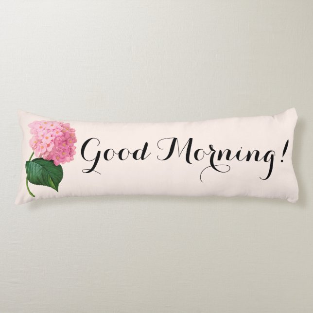 Good Morning Pink Hydrangea Body Pillow (Front)