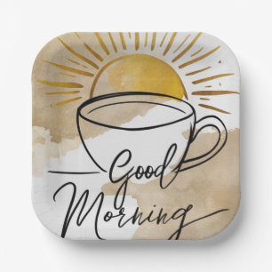 Good Morning Postcard Paper Plate