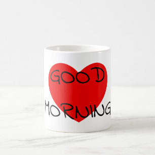 Good morning red heart coffee mug
