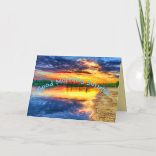 Good Morning Sunrise Sandy Tropical Beach Card