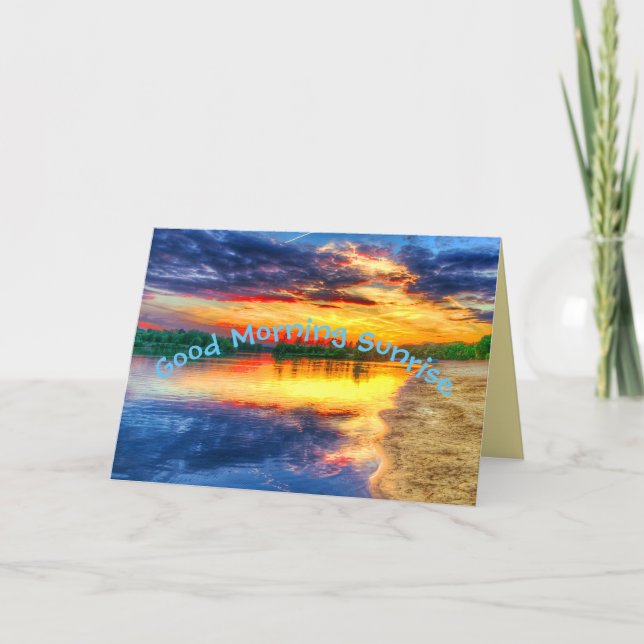 Good Morning Sunrise Sandy Tropical Beach Card (Front)