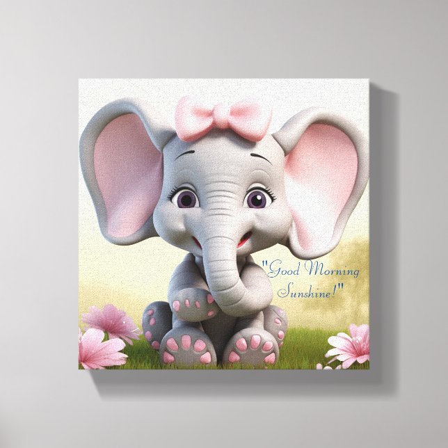 Good Morning Sunshine Baby Girl Elephant Canvas Print (Front)