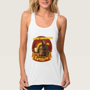 Good Morning Sunshine Bigfoot Coffee Humour Art Singlet