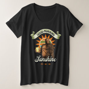 Good Morning Sunshine Bigfoot Drinking Coffee Plus Size T-Shirt