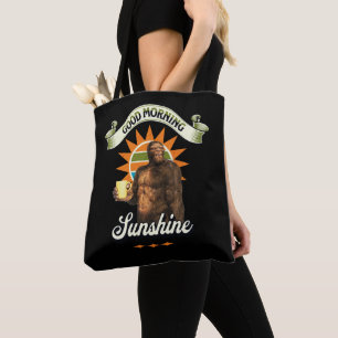 Good Morning Sunshine Bigfoot Drinking Coffee Tote Bag