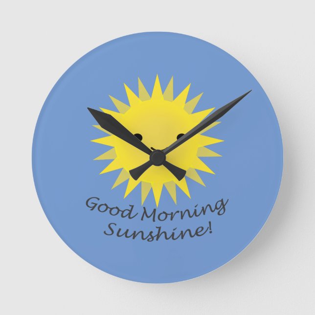 Good Morning Sunshine Cute Kawaii Sun Round Clock (Front)