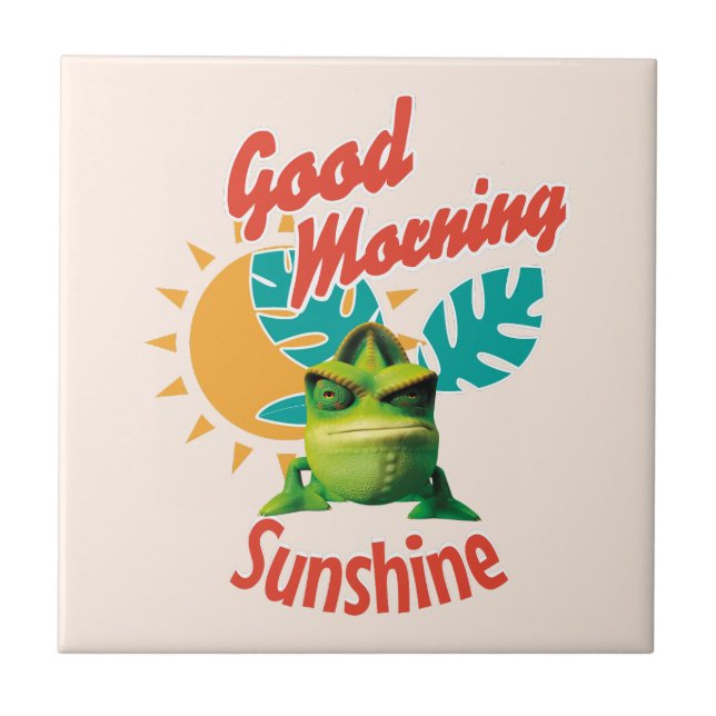 Good Morning Sunshine Funny Chameleon Tile (Front)