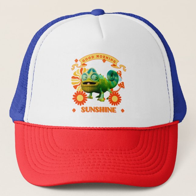 Good Morning Sunshine Funny Chameleon Trucker Hat (Front)