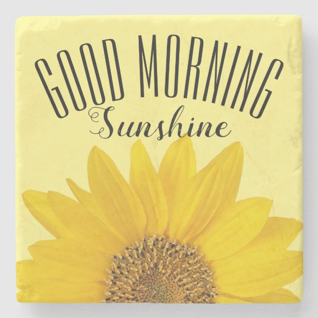 Good Morning Sunshine Sunflower Stone Coaster (Front)