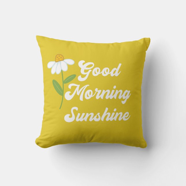 Good Morning Sunshine Yellow Flower Handwritten Cushion (Front)