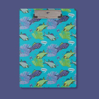 Good Morning Swimming Fish Coral Reef Pattern Clipboard
