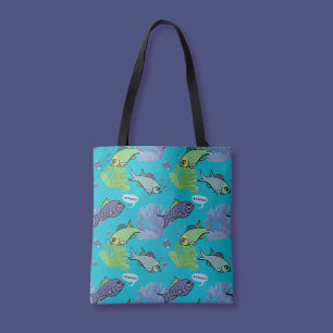 Good Morning Swimming Fish Coral Reef Pattern Tote Bag