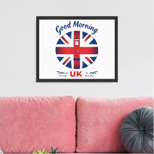 Good Morning UK – Union Jack & London Phone Box Canvas Print