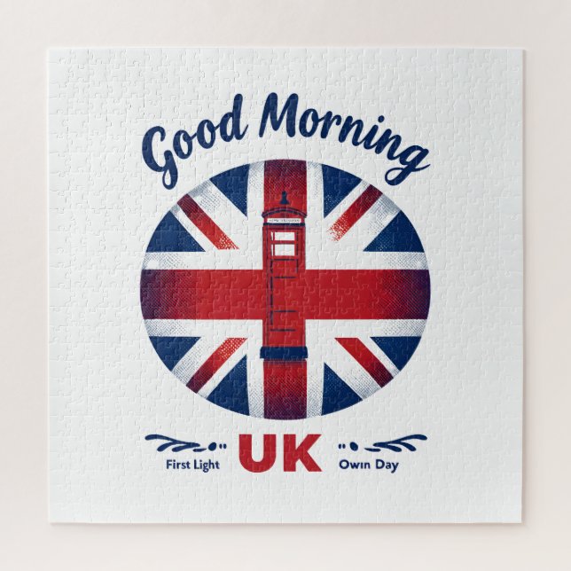 Good Morning UK – Union Jack & London Phone Box  Jigsaw Puzzle (Vertical)