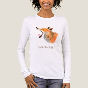 Good Morning Yawning Fox and Text Your Funny Tri-Blend Shirt