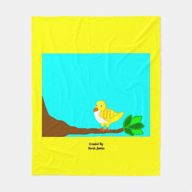 Good Morning Yellow Bird Medium Fleece Blanket (Front)