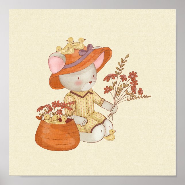 Good Mouse With Small Eendles And Flowers Poster (Front)