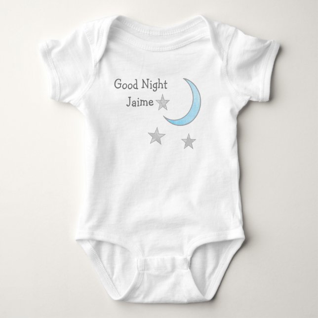 Good Night (Baby's Name) Blue Moon and Stars Dream Baby Bodysuit (Front)