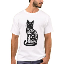 Good Night cat design t-shirt 