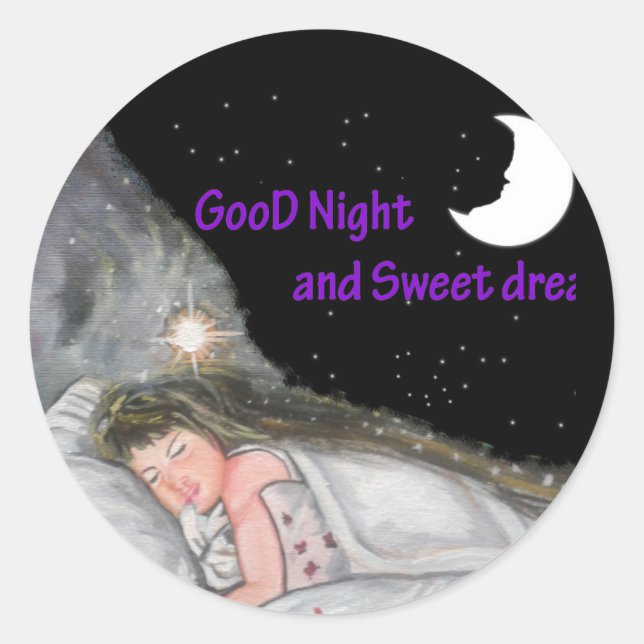 Good Night Classic Round Sticker (Front)
