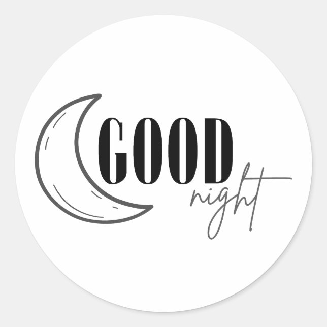 Good night classic round sticker (Front)