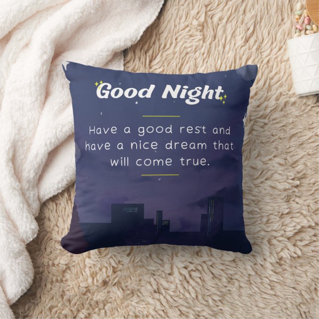 Good Night Dreams Cozy Relaxing Quote Cushion (Blanket)